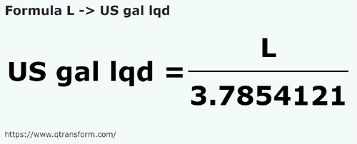formula Litri in Galoane SUA lichide - L in US gal lqd