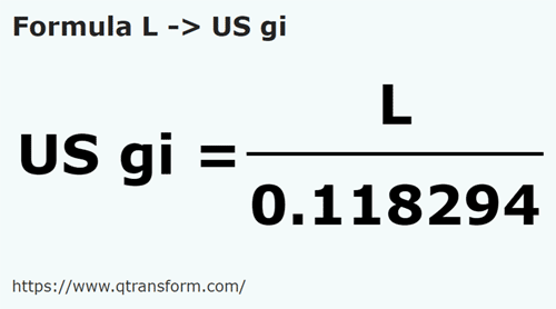 formula Litros em Gills estadunidense - L em US gi