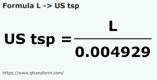 formula Litros a Cucharaditas estadounidenses - L a US tsp