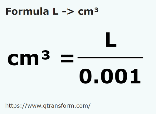 formule Liter naar Kubieke centimeter - L naar cm³