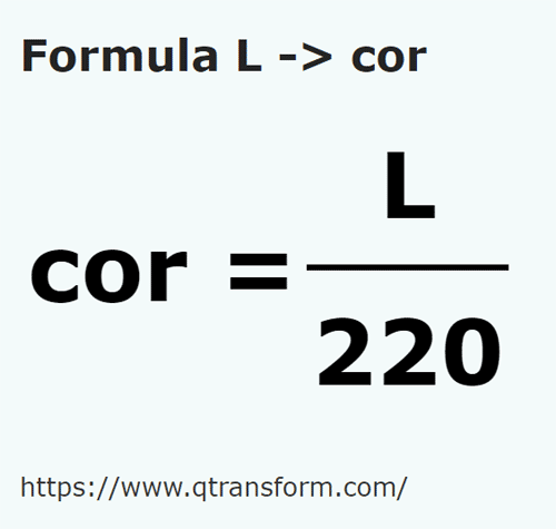umrechnungsformel Liter in Kor - L in cor