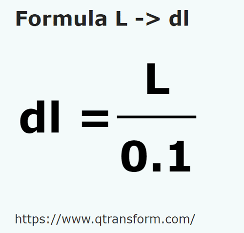 formula литр в децилитры - L в dl