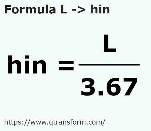 formule Liter naar Hin - L naar hin