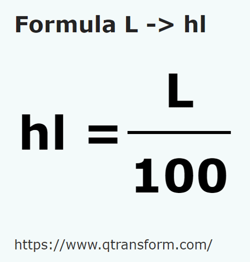 formula Litri in Hectolitri - L in hl