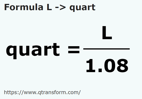 formula Liters to Quarts - L to quart