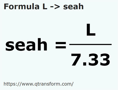 formula литр в Сата - L в seah