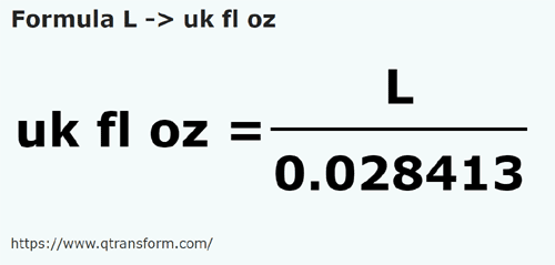 formulu Litre ila BK sıvı onsu - L ila uk fl oz