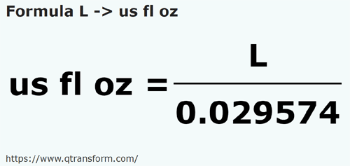formula Litri in Uncii de lichid din SUA - L in us fl oz