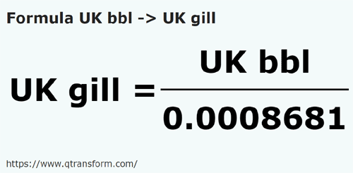 formula Barili britanici in Gili britanici - UK bbl in UK gill