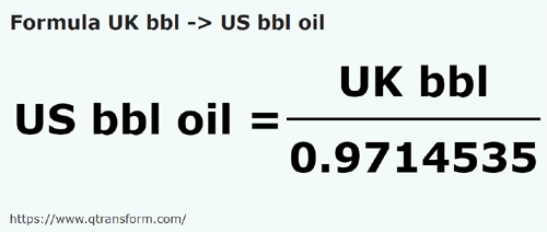 formula Barrils britânico em Barrils de petróleo estadunidense - UK bbl em US bbl oil