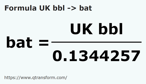 vzorec Angličtině barrel na Batů - UK bbl na bat