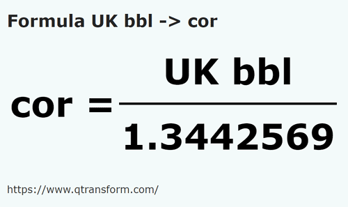 formula Баррели (Великобритания) в Кор - UK bbl в cor