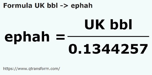 formula Баррели (Великобритания) в Ефа - UK bbl в ephah
