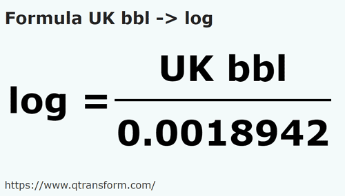 formula Баррели (Великобритания) в Лог - UK bbl в log