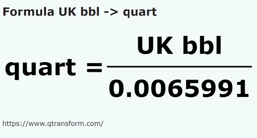 umrechnungsformel Britische barrel in Maß - UK bbl in quart