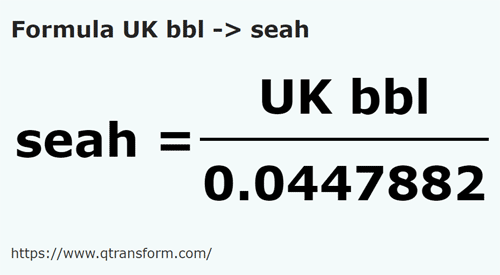 umrechnungsformel Britische barrel in Sea - UK bbl in seah