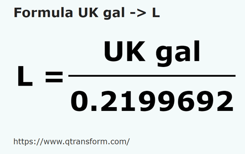 formula UK gallons to Liters - UK gal to L