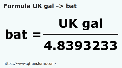 formula Galónes británico a Bato - UK gal a bat