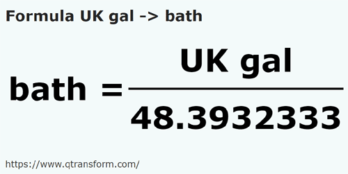 formula UK gallons to Homers - UK gal to bath