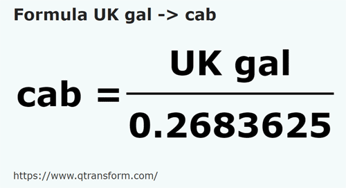 formula UK gallons to Cabs - UK gal to cab