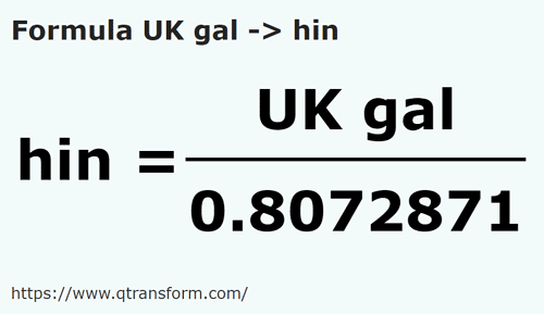 umrechnungsformel Britische gallonen in Hine - UK gal in hin