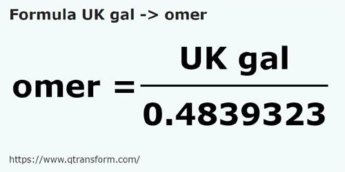 formule Imperial gallon naar Gomer - UK gal naar omer