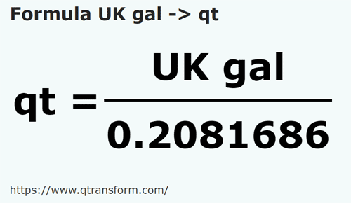 formula Галлоны (Великобритания) в Кварты США (жидкости) - UK gal в qt