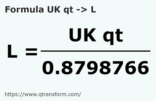 umrechnungsformel Britische Quarte in Liter - UK qt in L