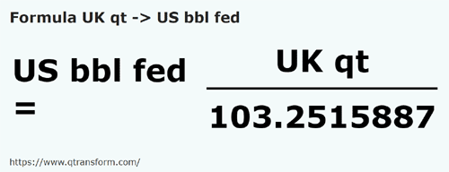 umrechnungsformel Britische Quarte in Amerikanische barrel (bundesland) - UK qt in US bbl fed