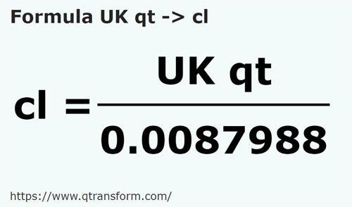 formula Cuartos británicos a Centilitros - UK qt a cl