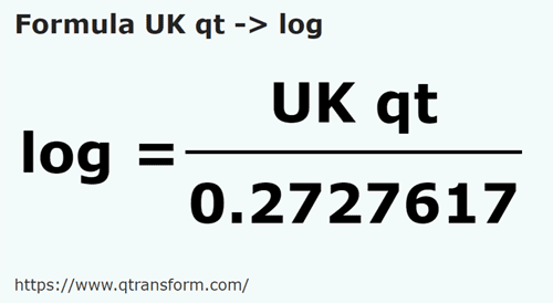 umrechnungsformel Britische Quarte in Log - UK qt in log