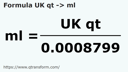 keplet Britt kvart ba Milliliter - UK qt ba ml