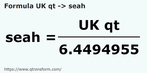 formule Quart naar Sea - UK qt naar seah