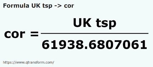 formula UK teaspoons to Cors - UK tsp to cor