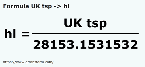 formula Чайные ложки (Великобритания) в гектолитр - UK tsp в hl