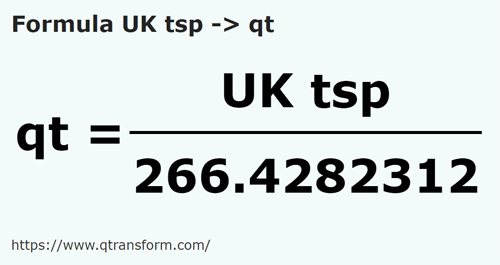 formule Cuillères à thé britanniques en Quart américain liquide - UK tsp en qt