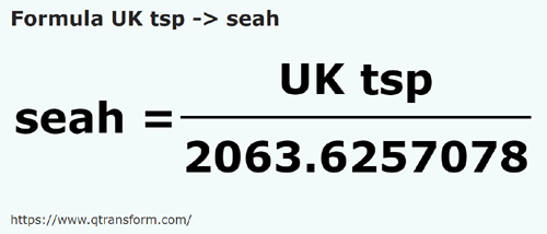 formula Colheres de chá britânicas em Seas - UK tsp em seah