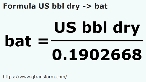 formula Barril estadounidense (seco) a Bato - US bbl dry a bat