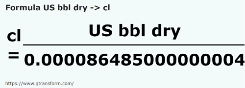 formula Баррели США (сыпучие тела) в сантилитр - US bbl dry в cl