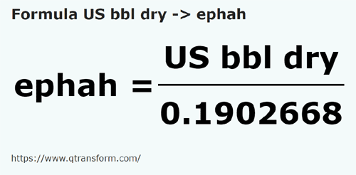 formule Barils américains (sèches) en Ephas - US bbl dry en ephah