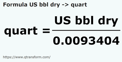 formula US Barrels (Dry) to Quarts - US bbl dry to quart