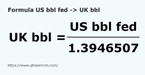 formula Barril estadounidense a Barriles británico - US bbl fed a UK bbl