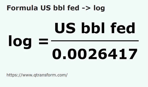 formula US Barrels (Federal) to Logs - US bbl fed to log
