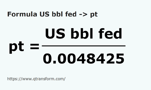 umrechnungsformel Amerikanische barrel (bundesland) in Britische Pinten - US bbl fed in pt