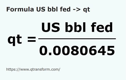 formula Баррели США (федеральные) в Кварты США (жидкости) - US bbl fed в qt