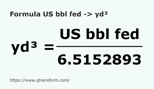 formula Barril estadounidense a Yardas cúbicas - US bbl fed a yd³