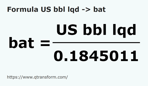 umrechnungsformel Amerikanische barrel (flüssig) in Bath - US bbl lqd in bat