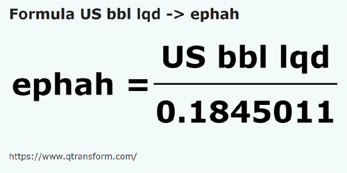 formula Baryłki amerykańskie (ciecze) na Efa - US bbl lqd na ephah
