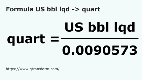 formula Tong (cecair) US kepada Kuart - US bbl lqd kepada quart