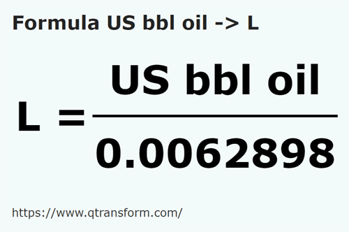 formula Barili americani petrol in Litri - US bbl oil in L